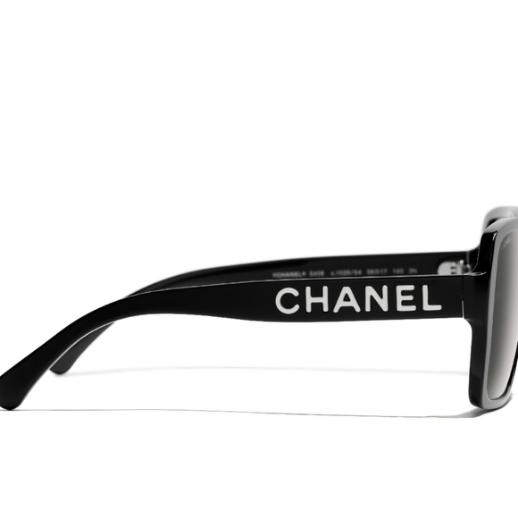 CHANEL SUNGLASSES WHITE LOGO BLACK FRAME CH5408-A C.1026/S4 56-17 - Picture 11 of 13